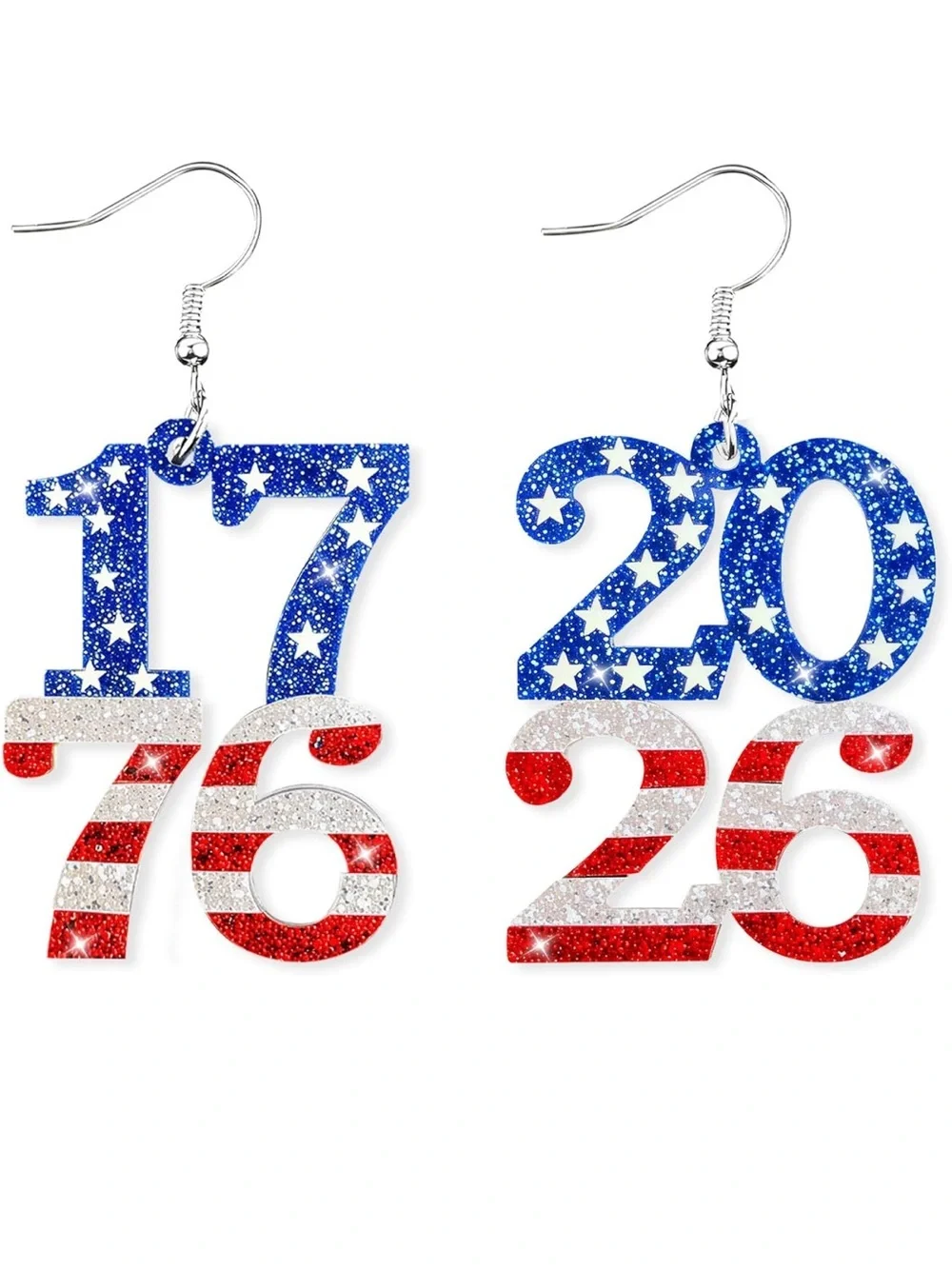 Red, White & Blue Number Drop Earrings - 4th July - Independence Day